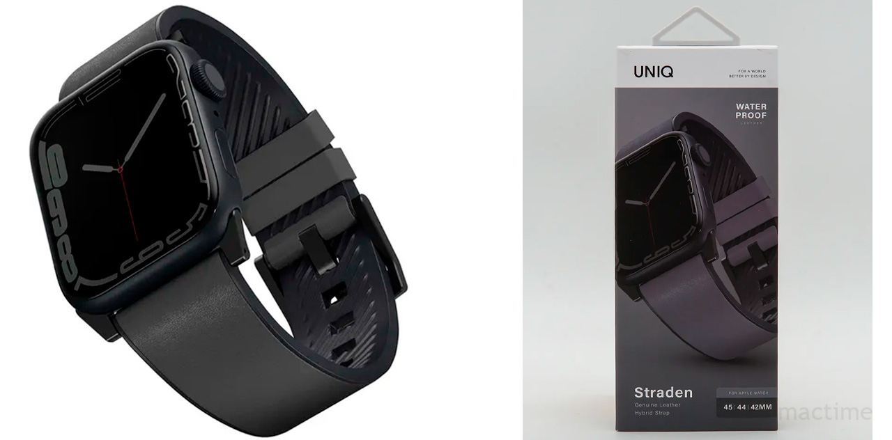 Ремешок Uniq Straden для Apple Watch 49/45/44/42 mm чёрного цвета